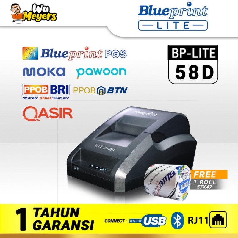 Printer Thermal POS BLUEPRINT Lite 58D / Lite58D (USB+BLUETOOTH+RJ11)